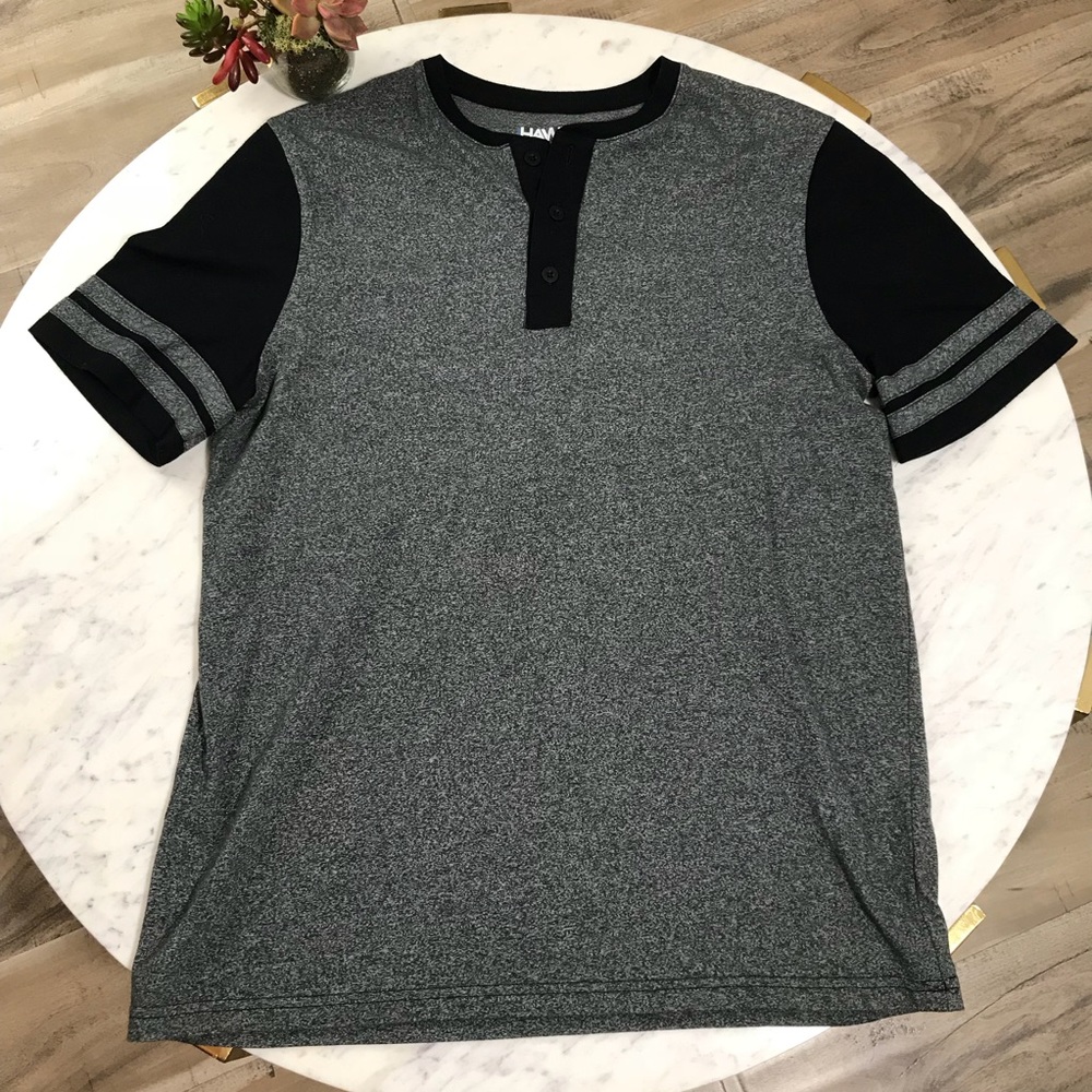 3/$25 Hawk Mens Cotton Grey Black Casual Shirt Top